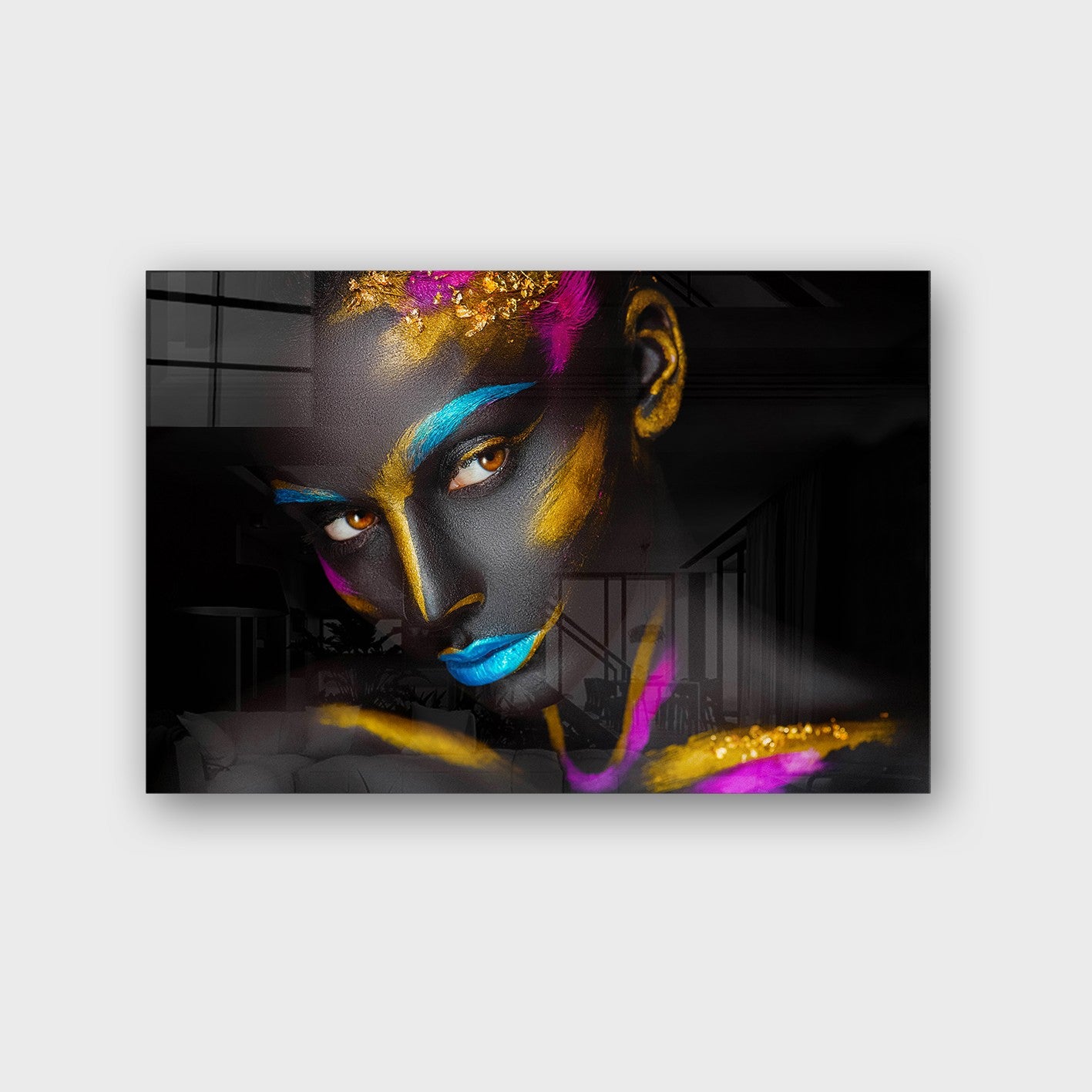 Quadro Decorativo em Vidro Temperado Multicolor 50x70cm - Arte Moderna para Parede