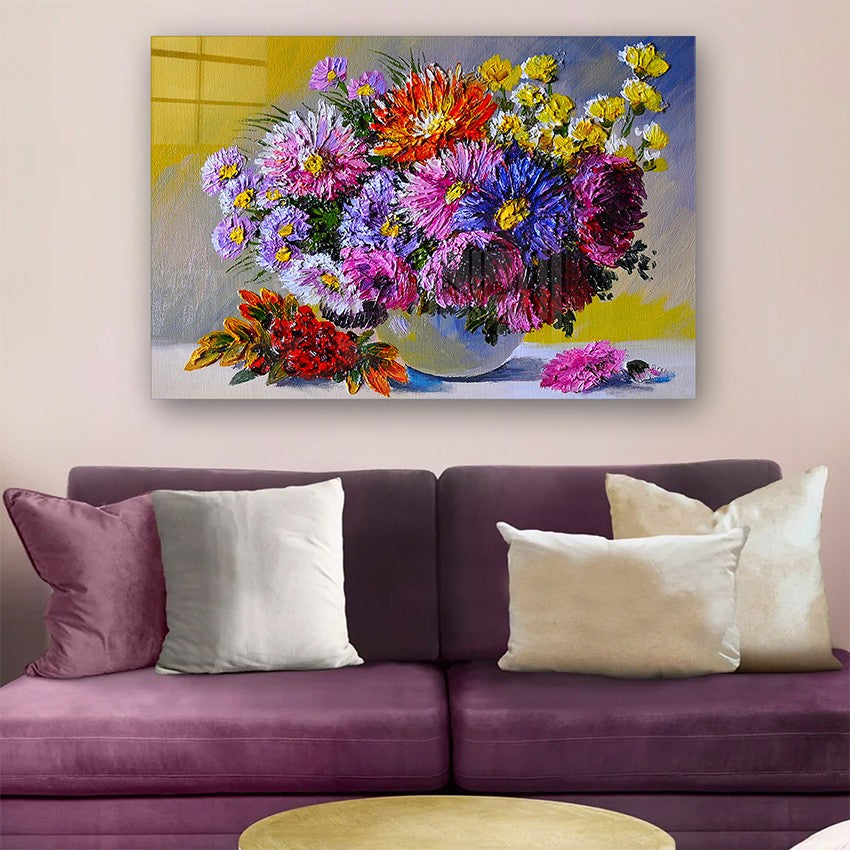 Quadro Decorativo em Vidro Temperado Multicolor 40x60cm - Arte Moderna para Parede