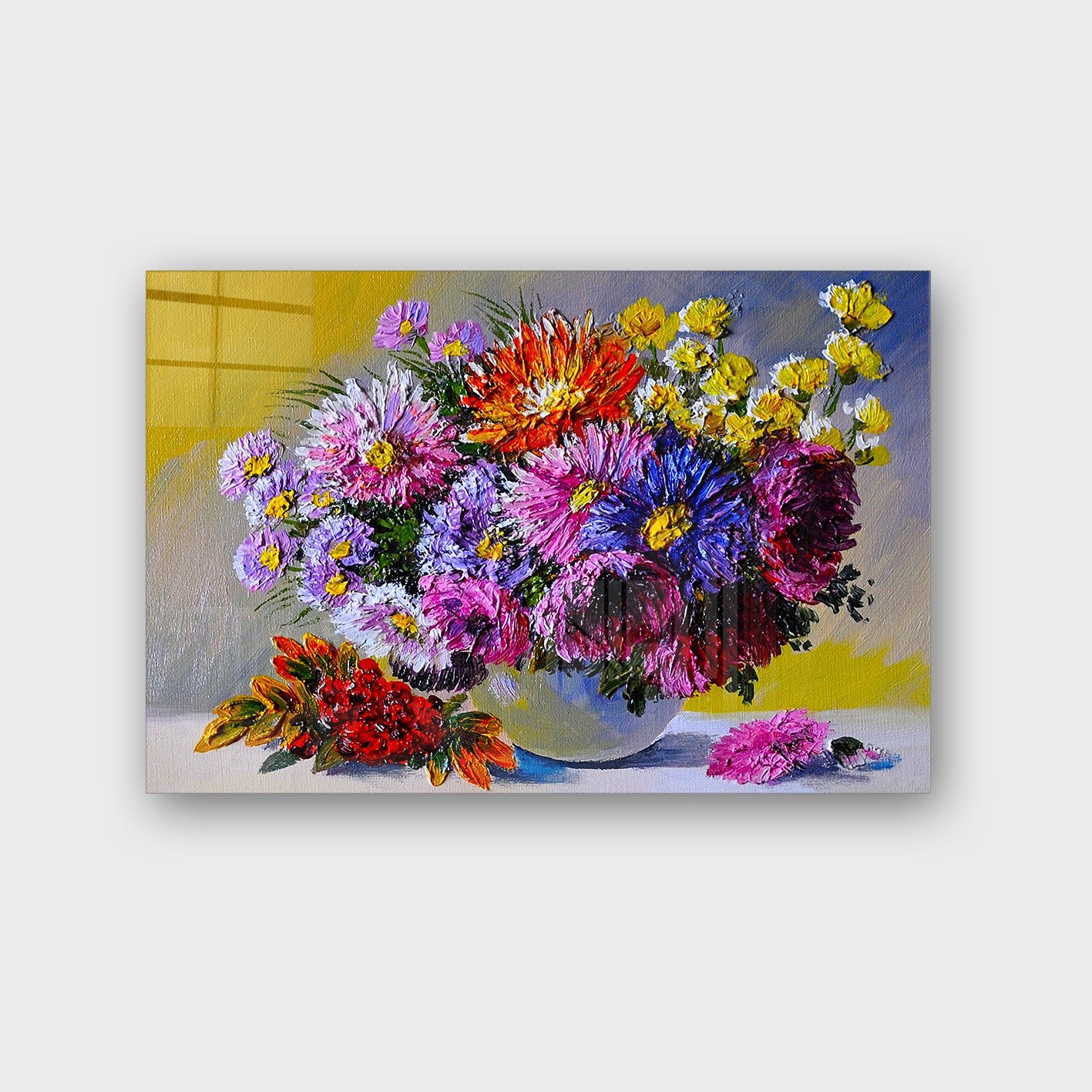 Quadro Decorativo em Vidro Temperado Multicolor 70x100cm - Arte Moderna para Parede