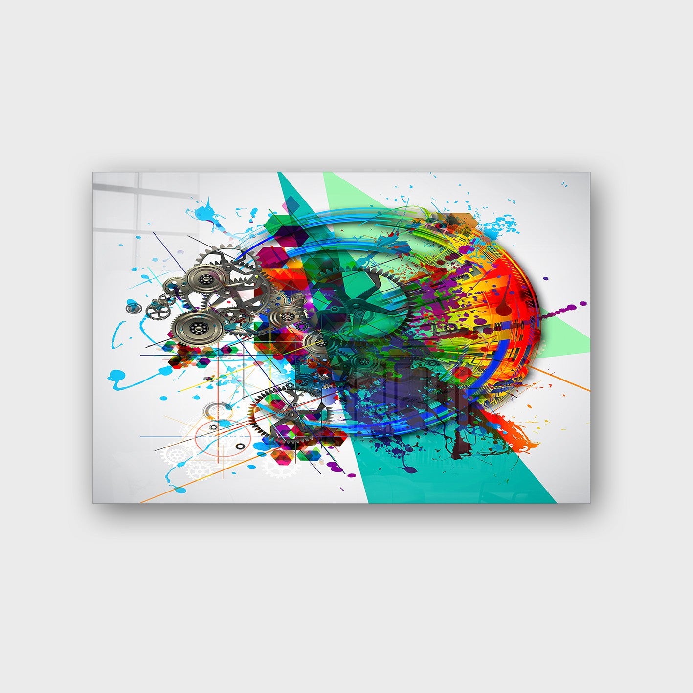 Quadro Decorativo em Vidro Temperado Multicolor 40x60cm - Arte Moderna para Parede