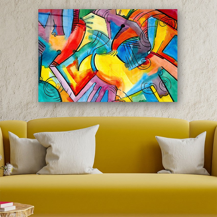 Quadro Decorativo em Vidro Temperado Multicolor 40x60cm - Arte Moderna para Parede