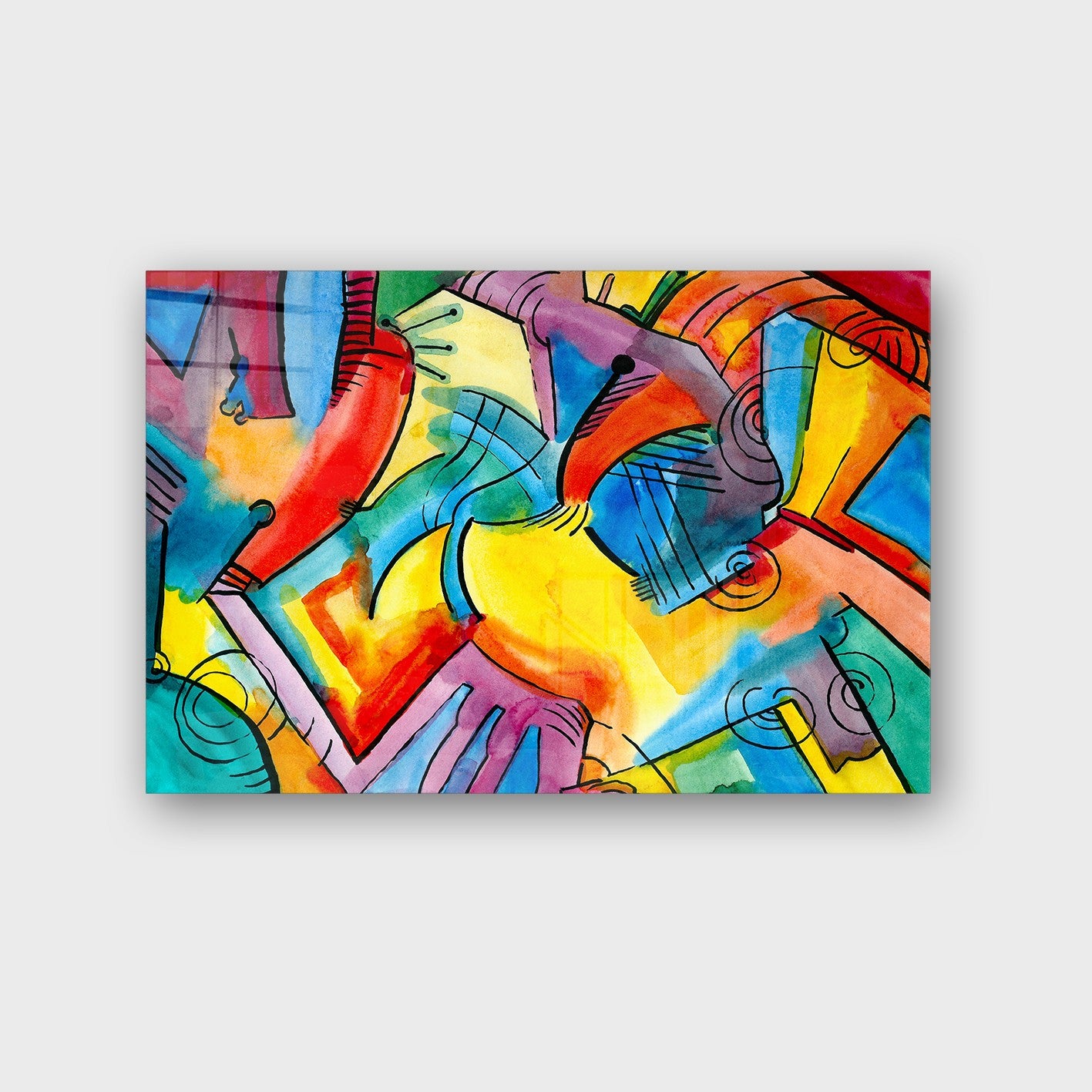 Quadro Decorativo em Vidro Temperado Multicolor 70x100cm - Arte Moderna para Parede