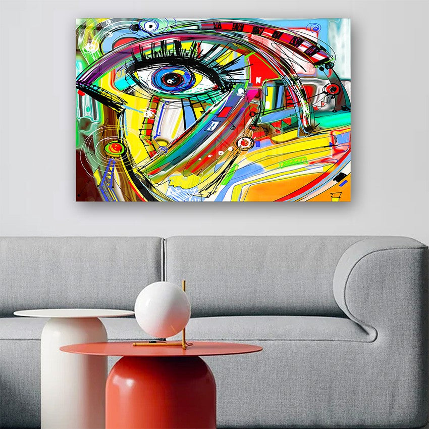 Quadro Decorativo em Vidro Temperado Multicolor 50x70cm - Arte Moderna para Parede