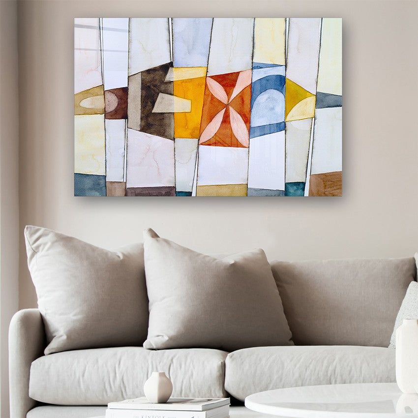 Quadro Decorativo em Vidro Temperado Multicolor 50x70cm - Arte Moderna para Parede