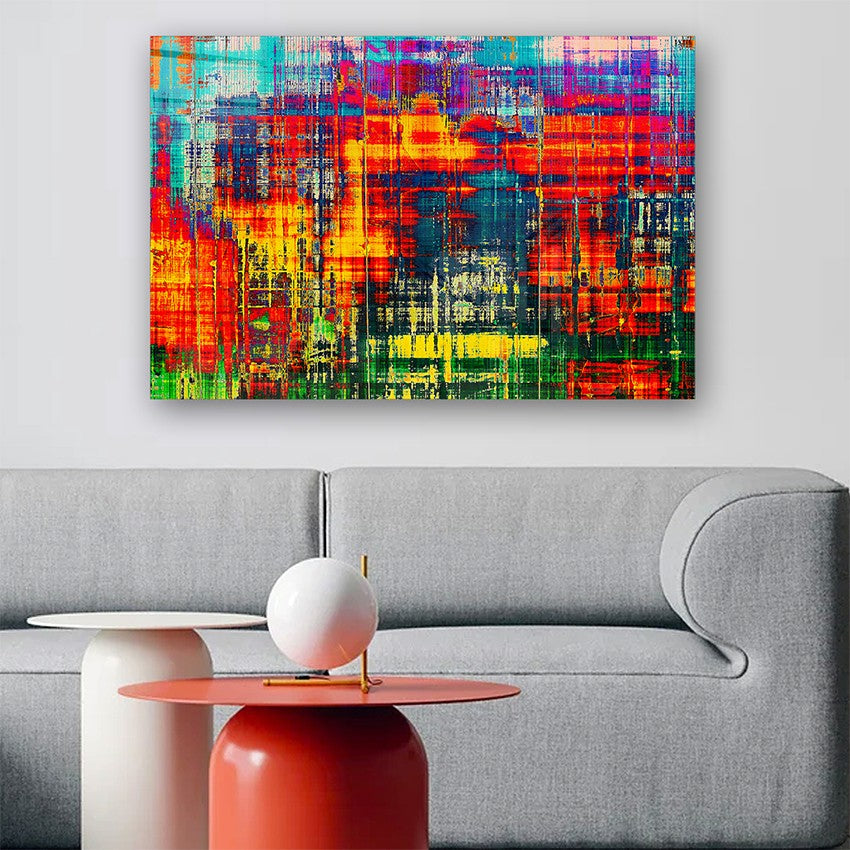 Quadro Decorativo em Vidro Temperado Multicolor 70x100cm - Arte Moderna para Parede