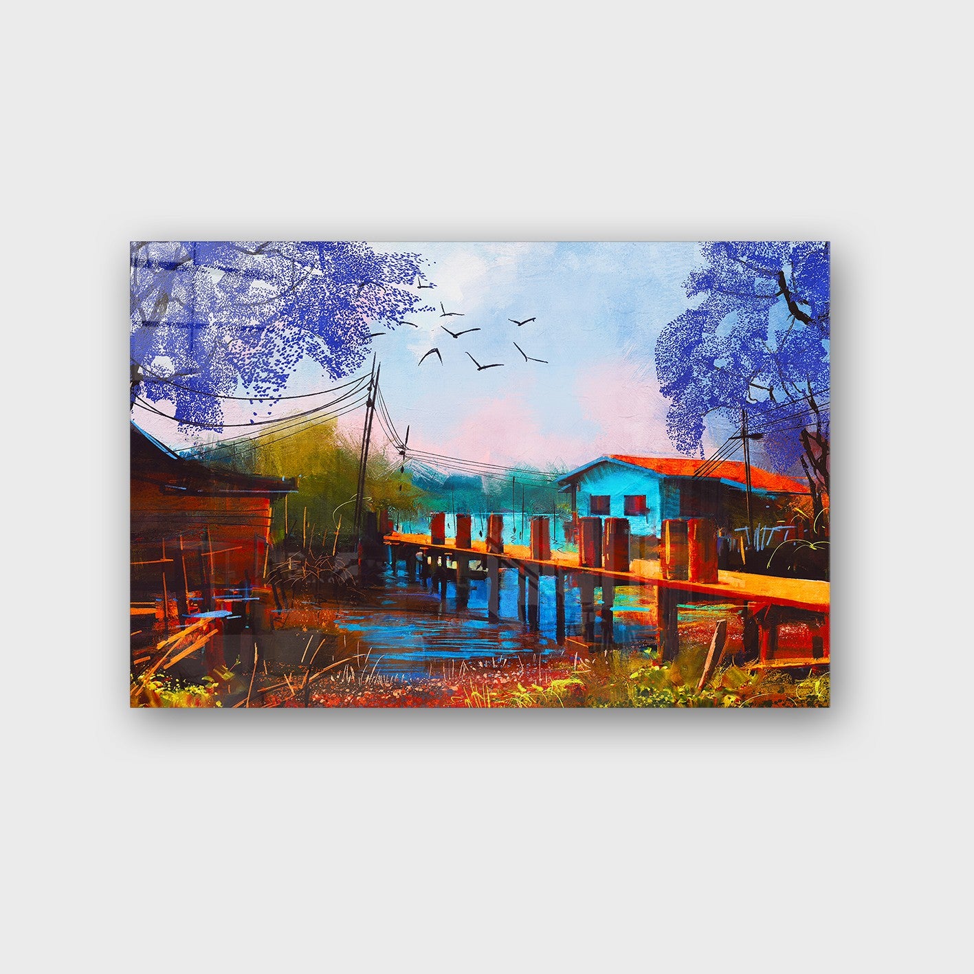 Quadro Decorativo em Vidro Temperado Multicolor 70x100cm - Arte Moderna para Parede