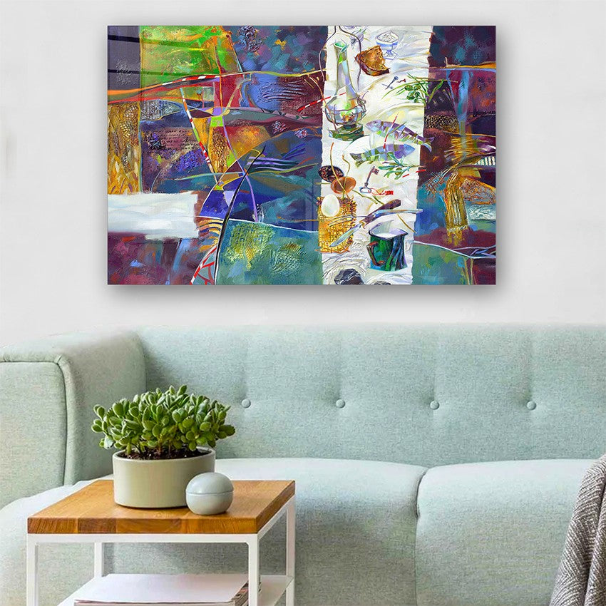 Quadro Decorativo em Vidro Temperado Multicolor 50x70cm - Arte Moderna para Parede