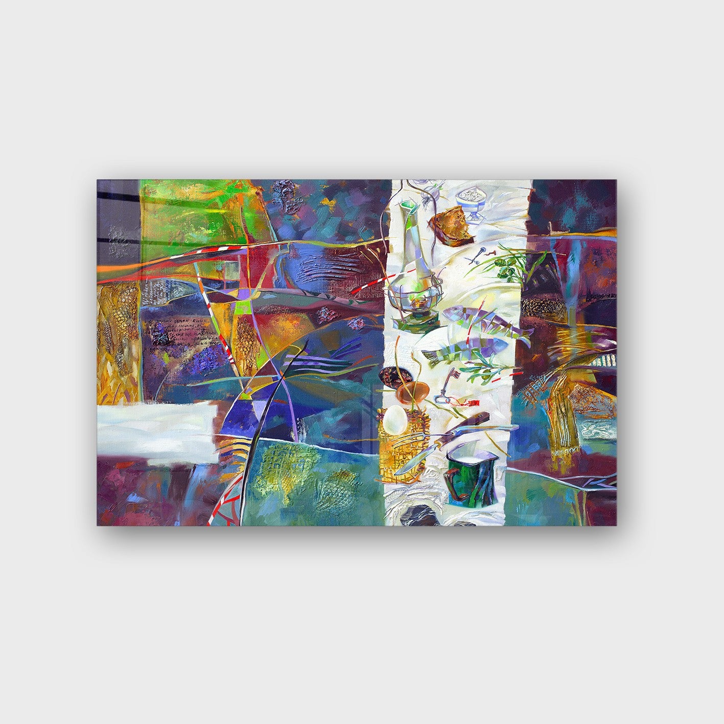 Quadro Decorativo em Vidro Temperado Multicolor 70x100cm - Arte Moderna para Parede