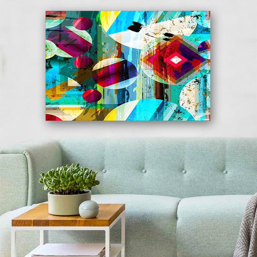 Quadro Decorativo em Vidro Temperado Multicolor 50x70cm - Arte Moderna para Parede