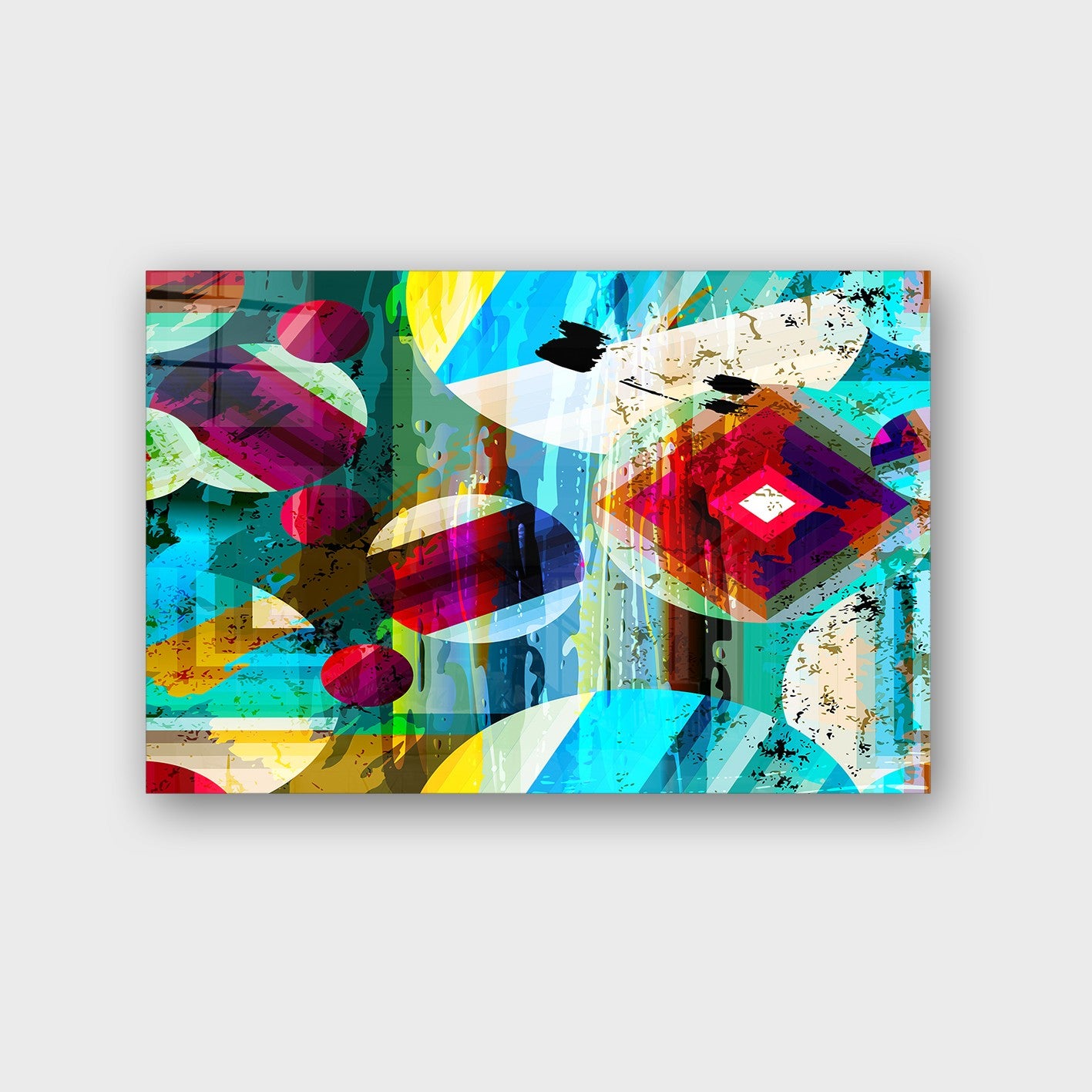 Quadro Decorativo em Vidro Temperado Multicolor 50x70cm - Arte Moderna para Parede