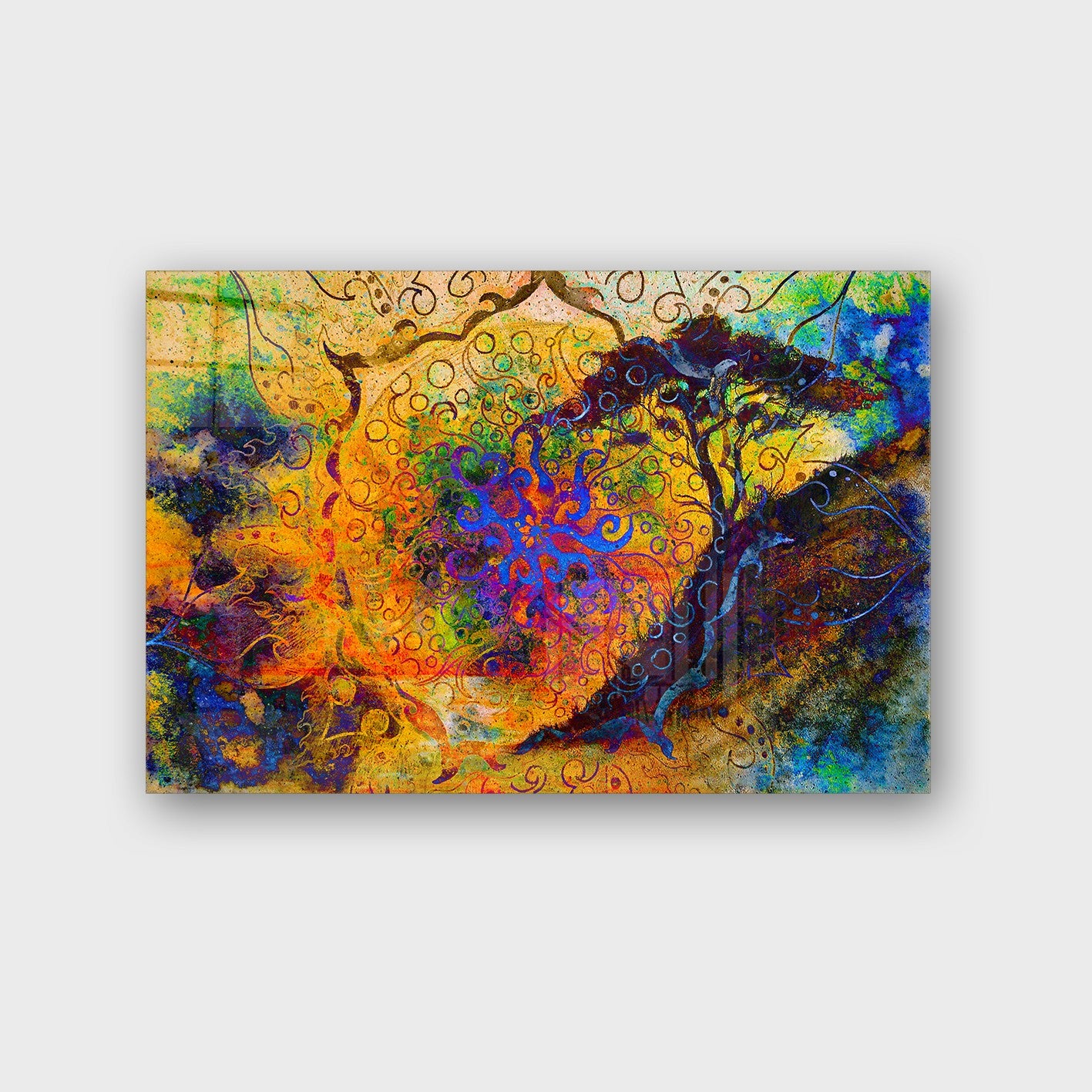 Quadro Decorativo em Vidro Temperado Multicolor 40x60cm - Arte Moderna para Parede