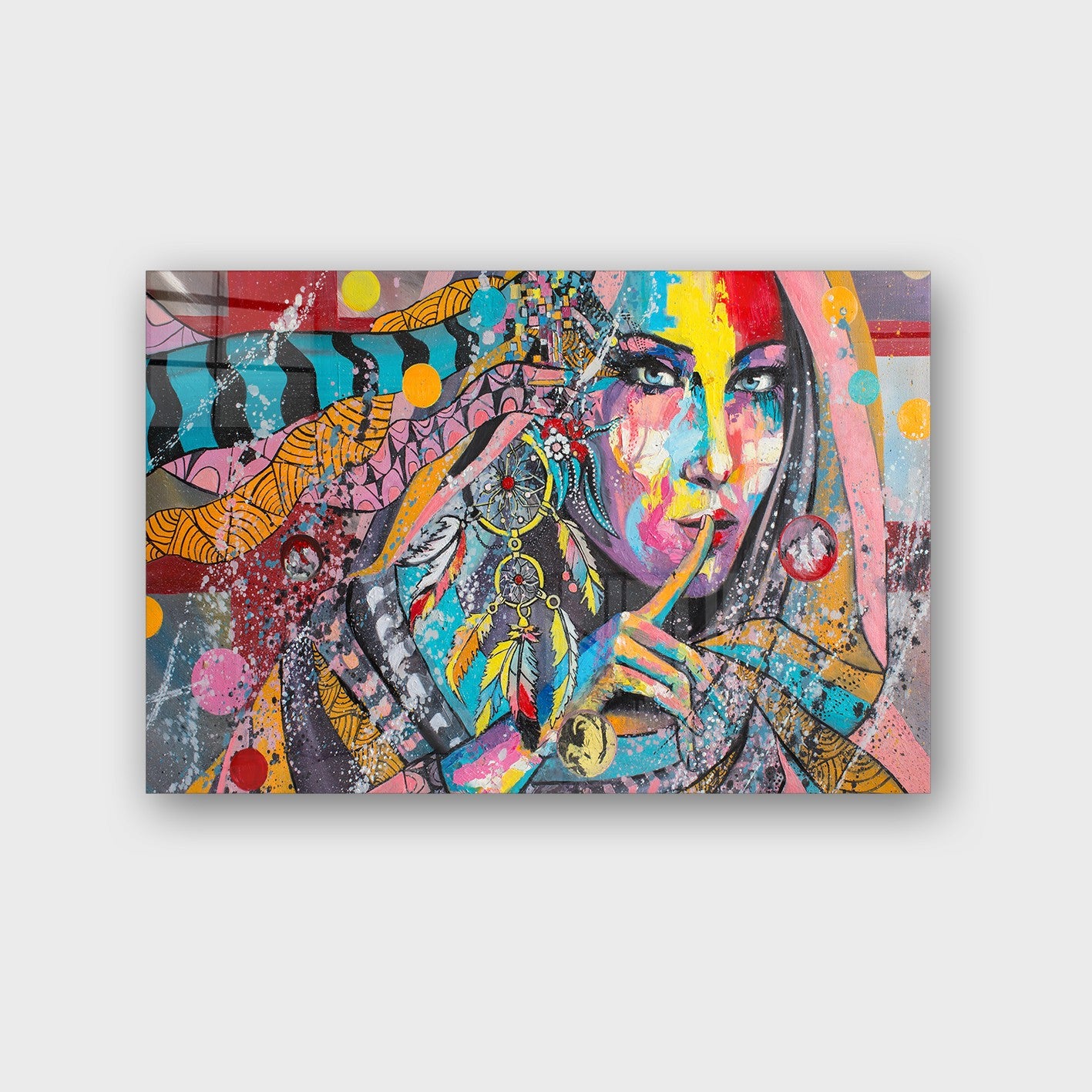 Quadro Decorativo em Vidro Temperado Multicolor 40x60cm - Arte Moderna para Parede