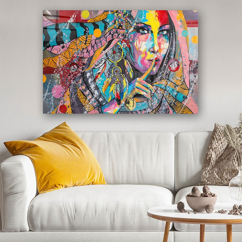 Quadro Decorativo em Vidro Temperado Multicolor 70x100cm - Arte Moderna para Parede