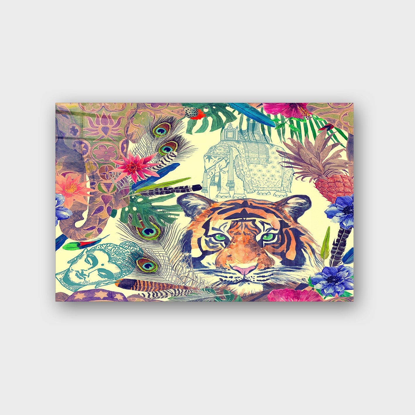 Quadro Decorativo em Vidro Temperado Multicolor 70x100cm - Arte Moderna para Parede