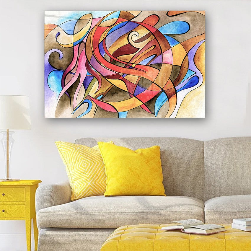 Quadro Decorativo em Vidro Temperado Multicolor 40x60cm - Arte Moderna para Parede