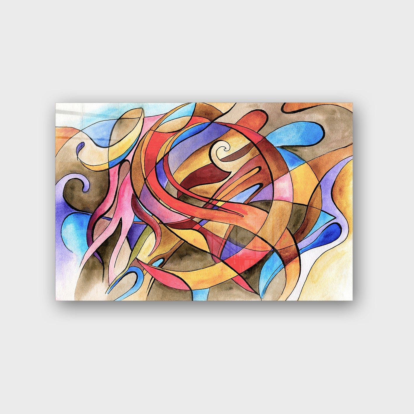 Quadro Decorativo em Vidro Temperado Multicolor 70x100cm - Arte Moderna para Parede