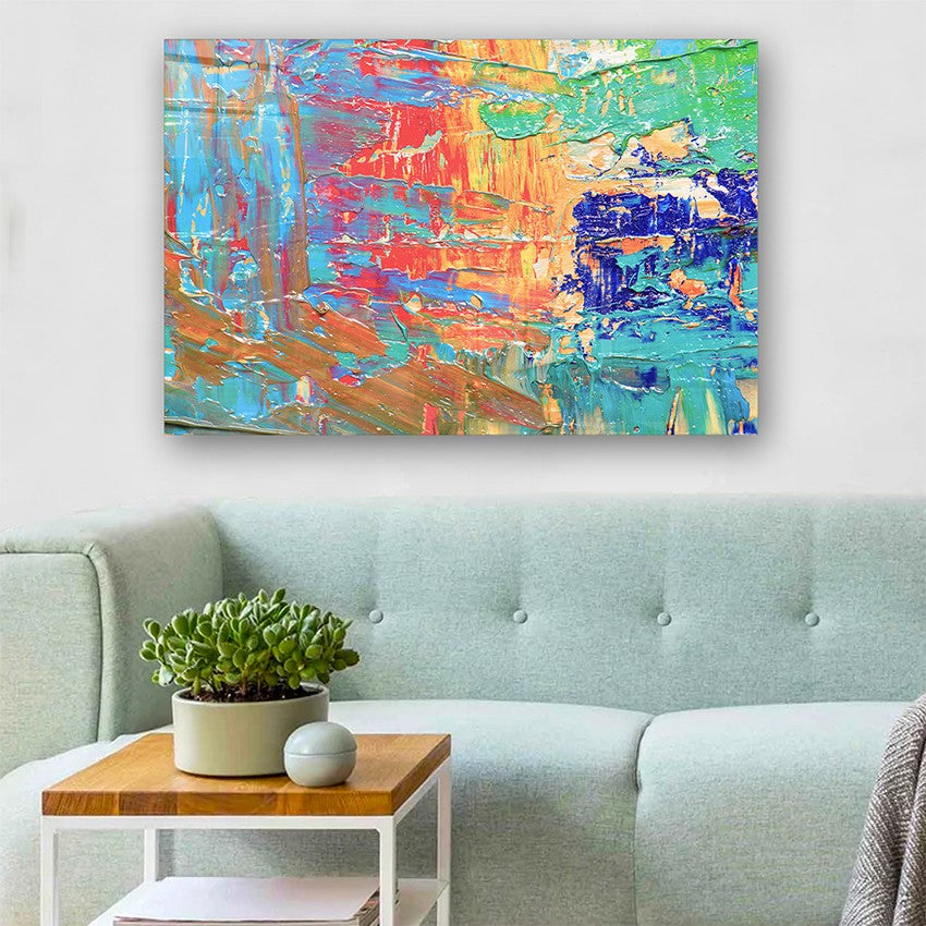 Quadro Decorativo em Vidro Temperado Multicolor 70x100cm - Arte Moderna para Parede