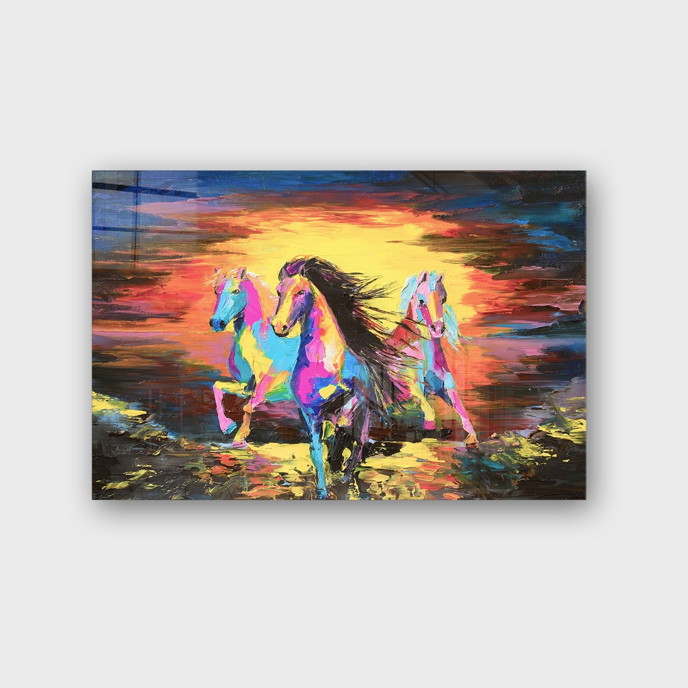 Quadro Decorativo em Vidro Temperado Multicolor 40x60cm - Arte Moderna para Parede