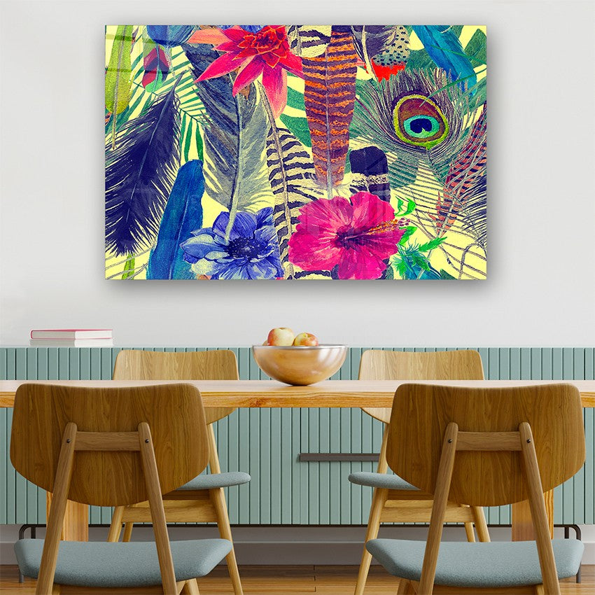 Quadro Decorativo em Vidro Temperado Multicolor 40x60cm - Arte Moderna para Parede