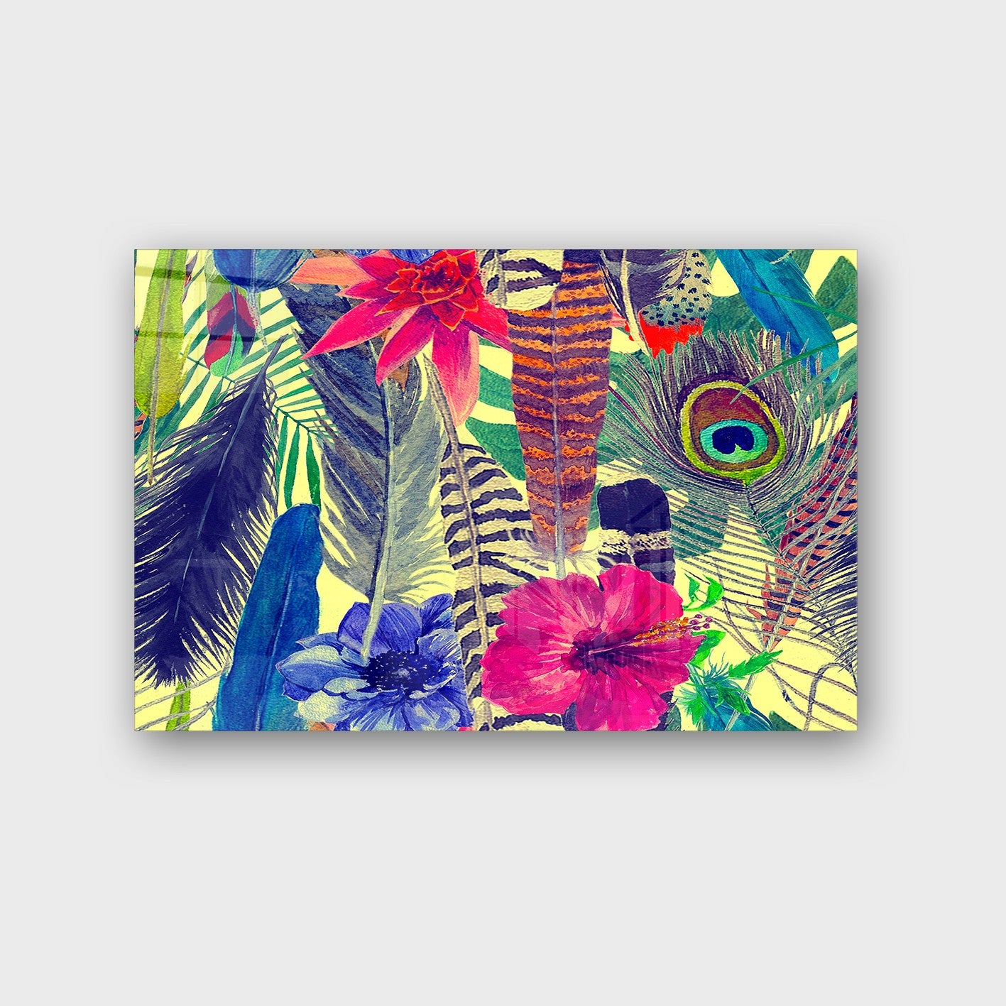 Quadro Decorativo em Vidro Temperado Multicolor 40x60cm - Arte Moderna para Parede