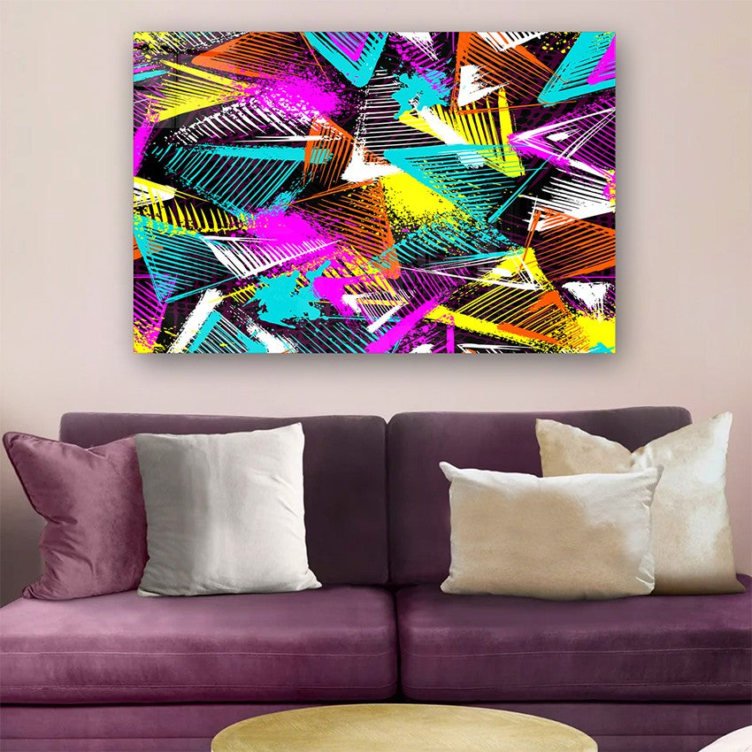 Quadro Decorativo em Vidro Temperado Multicolor 40x60cm - Arte Moderna para Parede