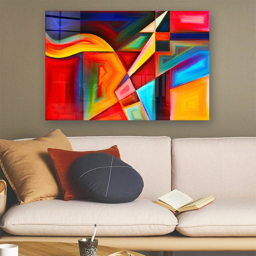 Quadro Decorativo em Vidro Temperado Multicolor 50x70cm - Arte Moderna para Parede