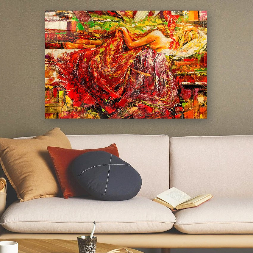 Quadro Decorativo em Vidro Temperado Multicolor 40x60cm - Arte Moderna para Parede