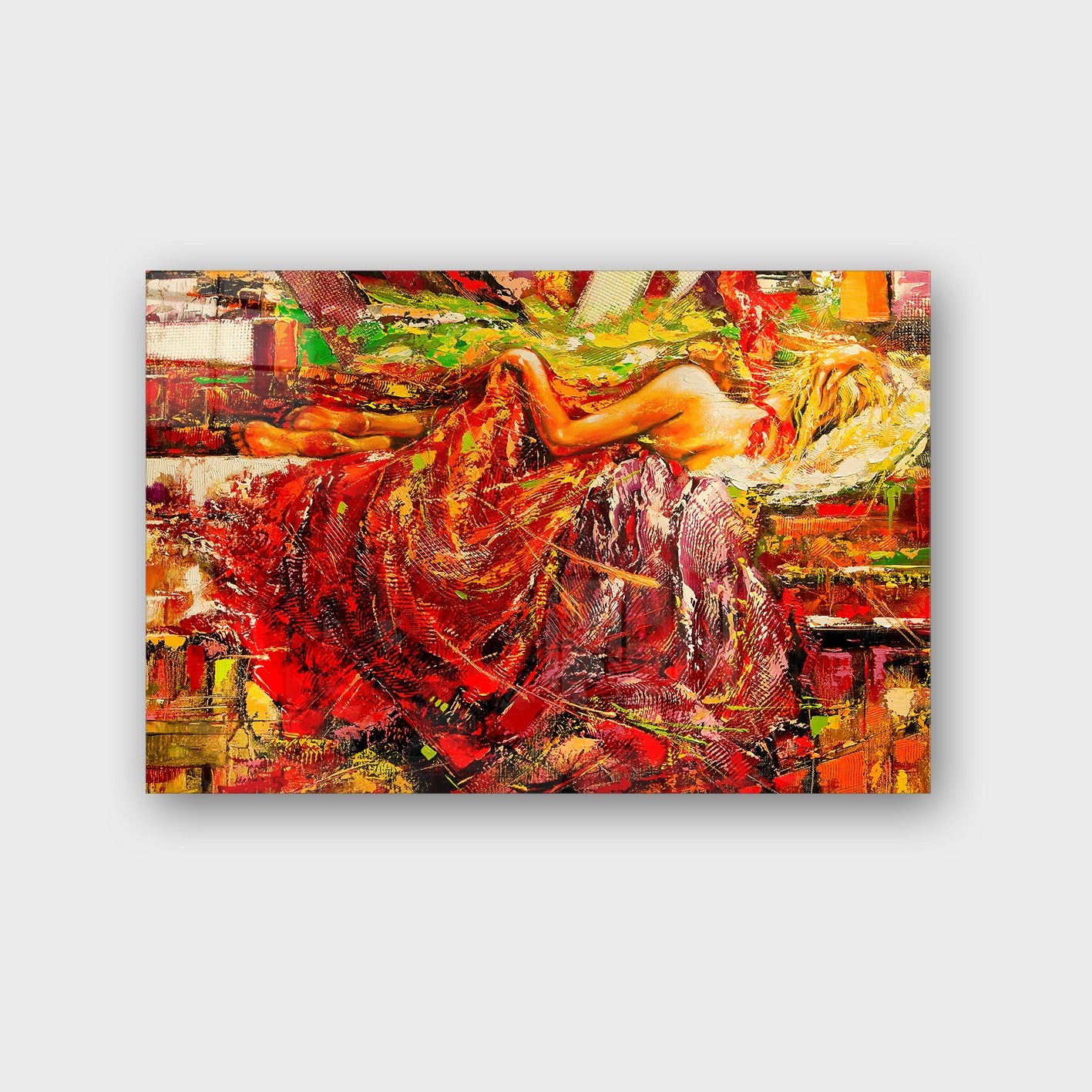 Quadro Decorativo em Vidro Temperado Multicolor 50x70cm - Arte Moderna para Parede