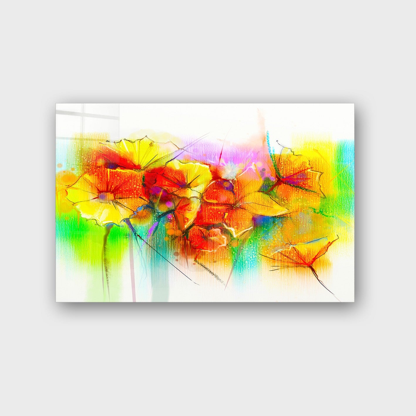 Quadro Decorativo em Vidro Temperado Multicolor 50x70cm - Arte Moderna para Parede