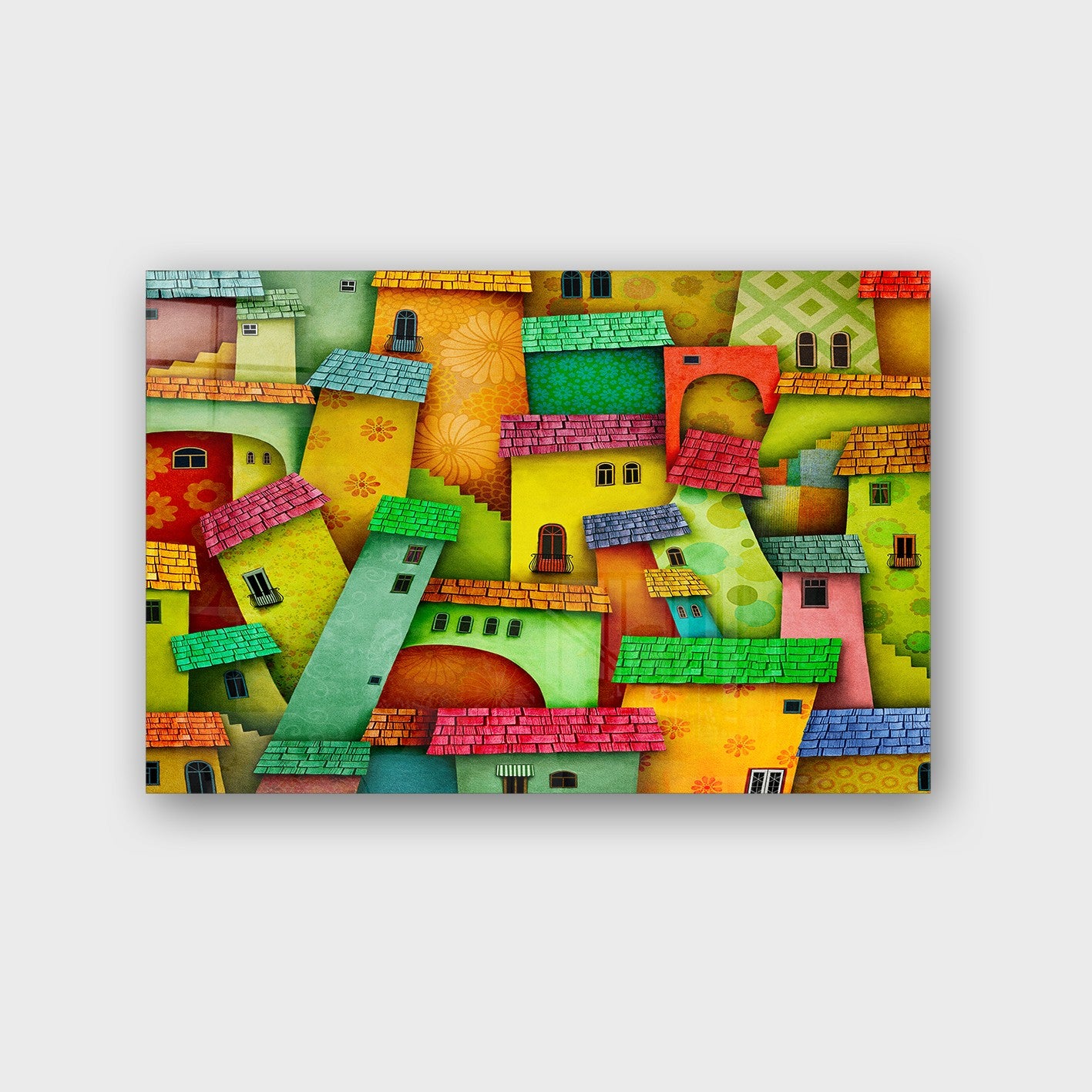 Quadro Decorativo em Vidro Temperado Multicolor 70x100cm - Arte Moderna para Parede