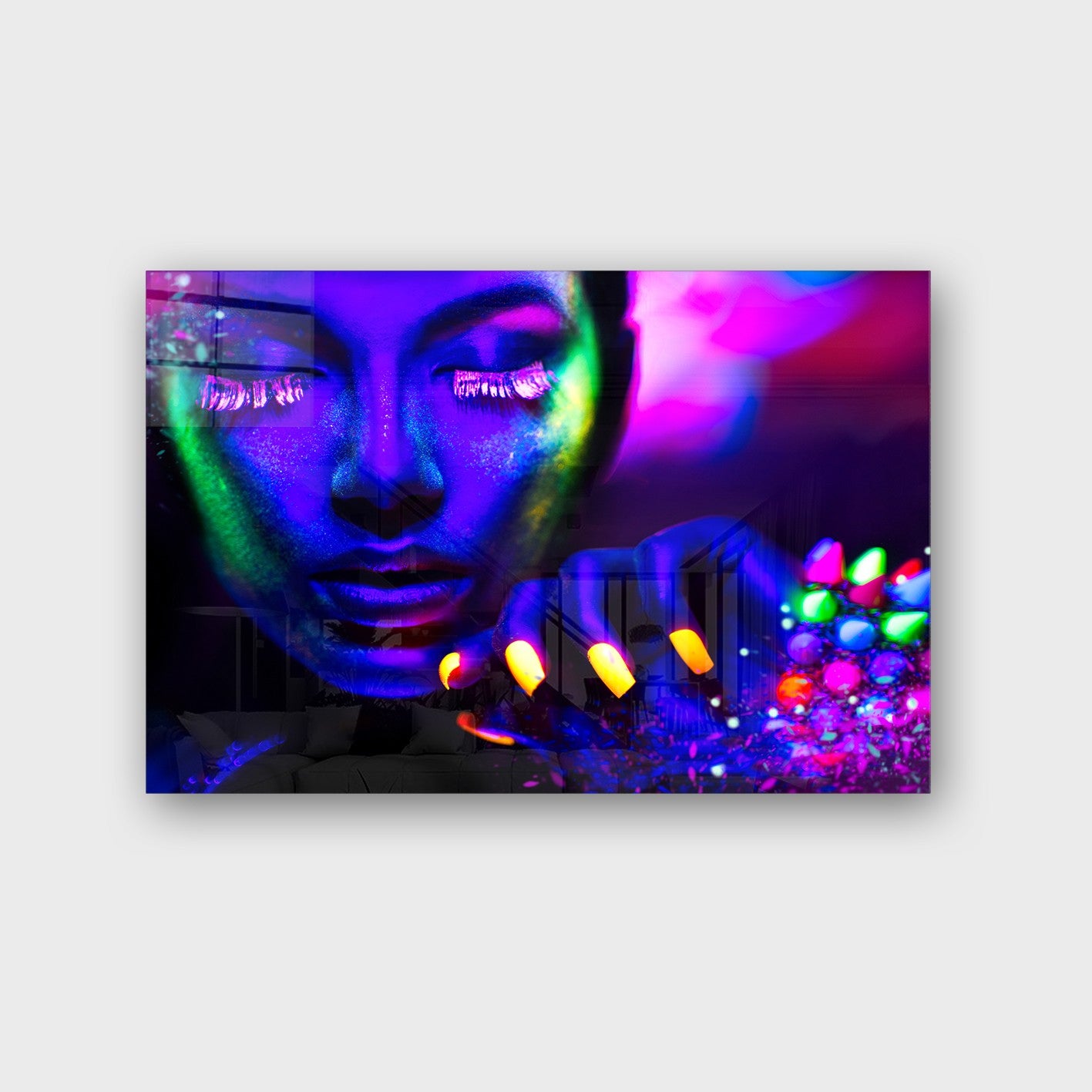 Quadro Decorativo em Vidro Temperado Multicolor 40x60cm - Arte Moderna para Parede