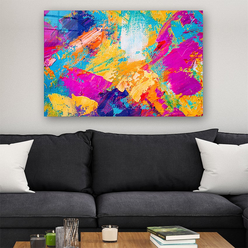Quadro Decorativo em Vidro Temperado Multicolor 50x70cm - Arte Moderna para Parede