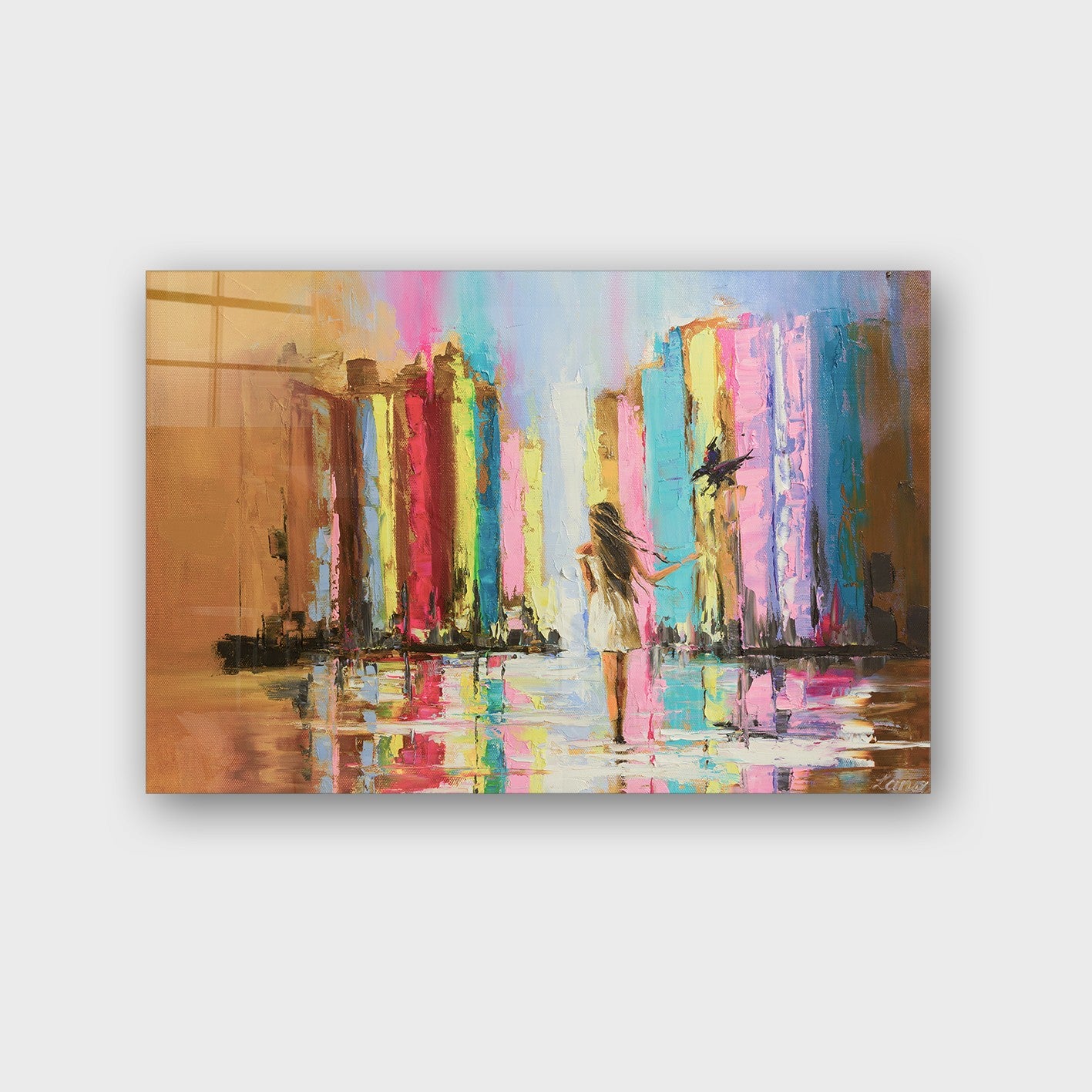 Quadro Decorativo em Vidro Temperado Multicolor 50x70cm - Arte Moderna para Parede