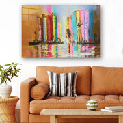 Quadro Decorativo em Vidro Temperado Multicolor 70x100cm - Arte Moderna para Parede