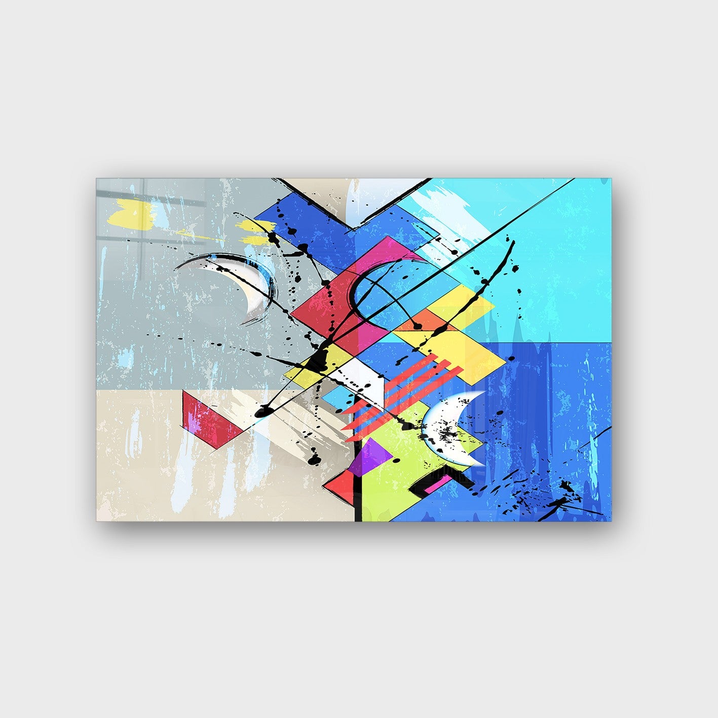 Quadro Decorativo em Vidro Temperado Multicolor 40x60cm - Arte Moderna para Parede