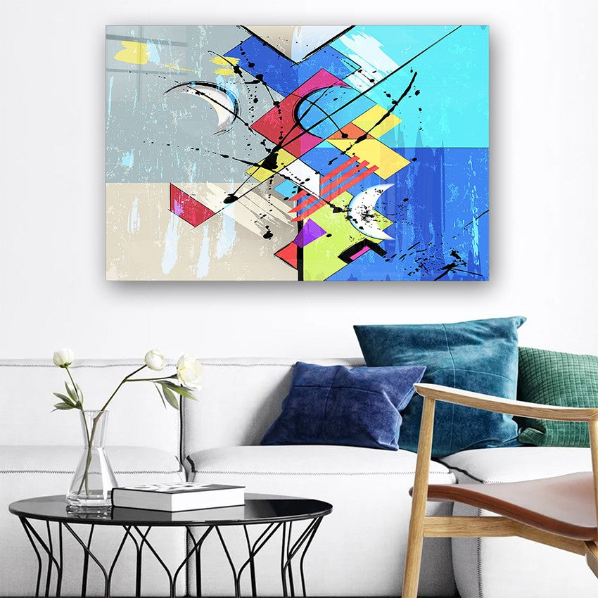 Quadro Decorativo em Vidro Temperado Multicolor 70x100cm - Arte Moderna para Parede