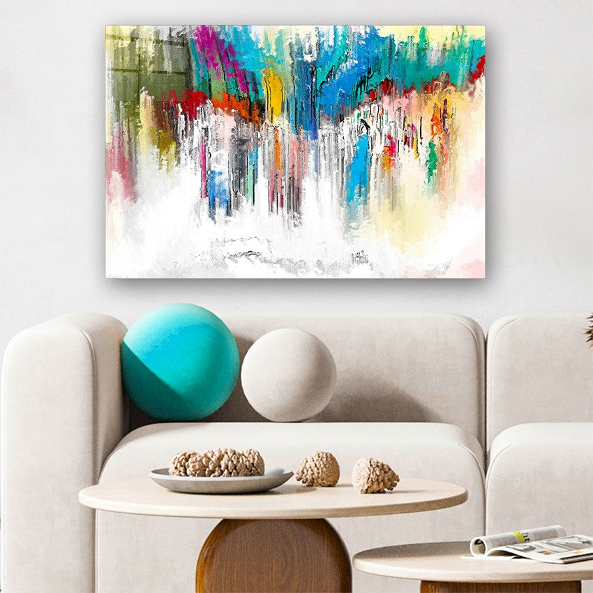 Quadro Decorativo em Vidro Temperado Multicolor 50x70cm - Arte Moderna para Parede