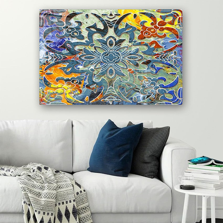 Quadro Decorativo em Vidro Temperado Multicolor 70x100cm - Arte Moderna para Parede