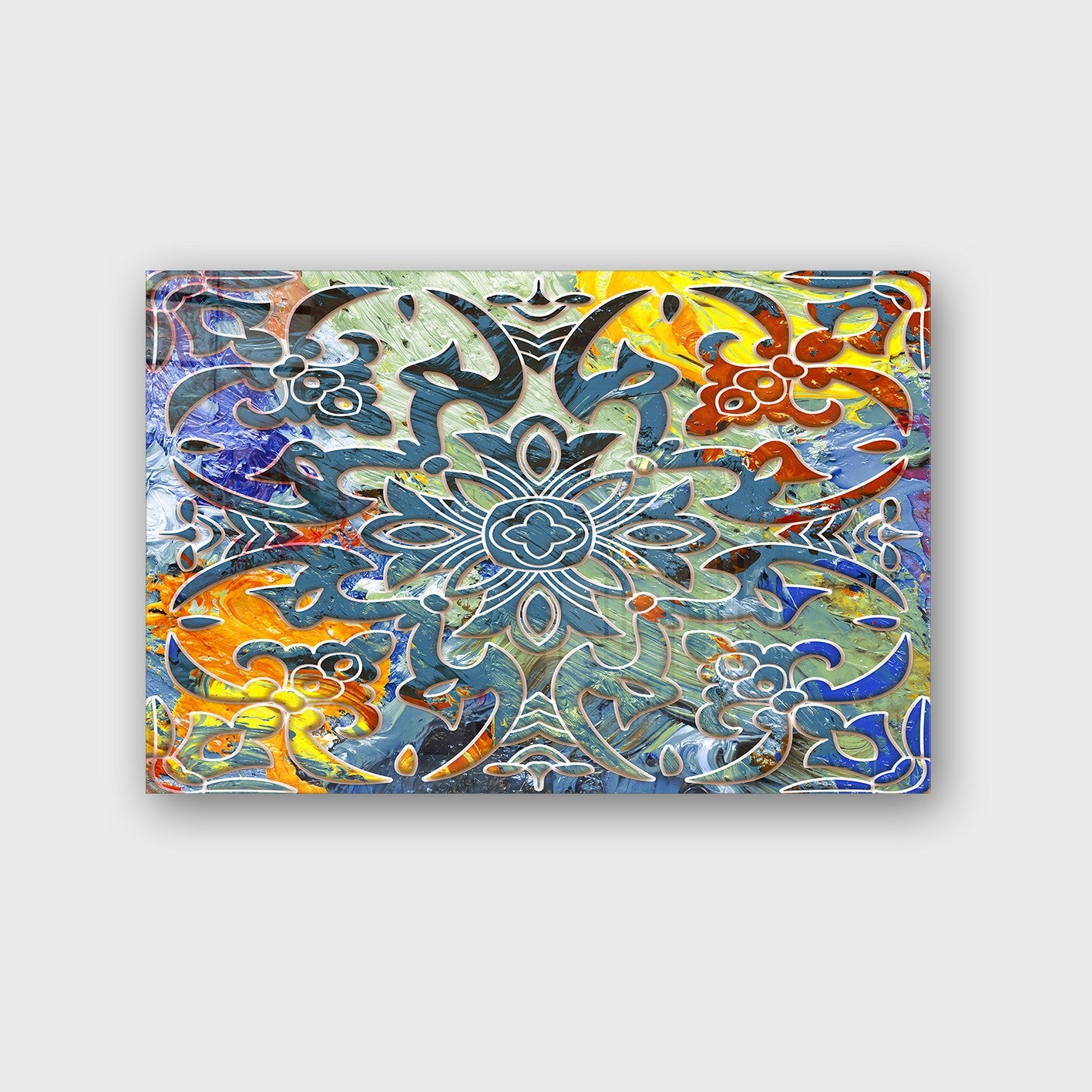 Quadro Decorativo em Vidro Temperado Multicolor 70x100cm - Arte Moderna para Parede