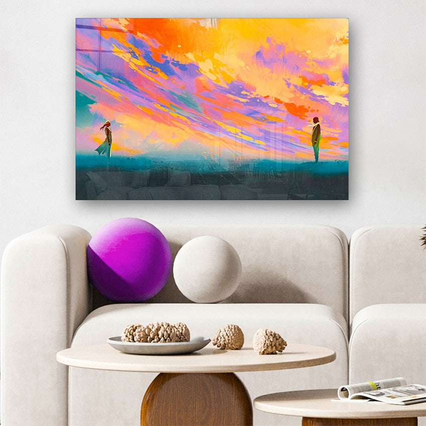 Quadro Decorativo em Vidro Temperado Multicolor 40x60cm - Arte Moderna para Parede