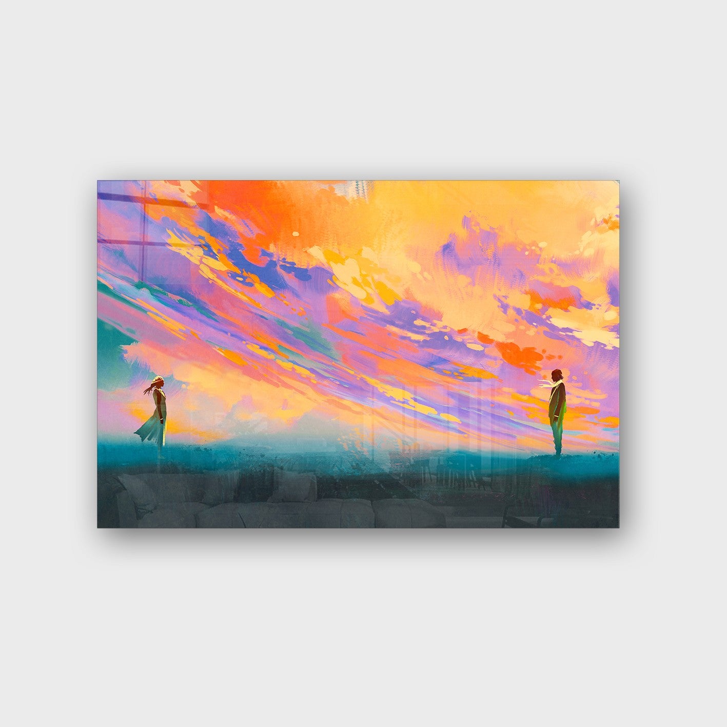 Quadro Decorativo em Vidro Temperado Multicolor 50x70cm - Arte Moderna para Parede