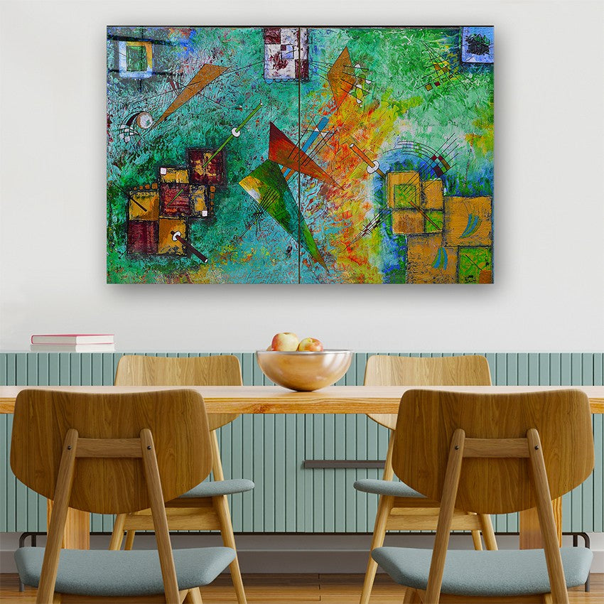 Quadro Decorativo em Vidro Temperado Multicolor 40x60cm - Arte Moderna para Parede