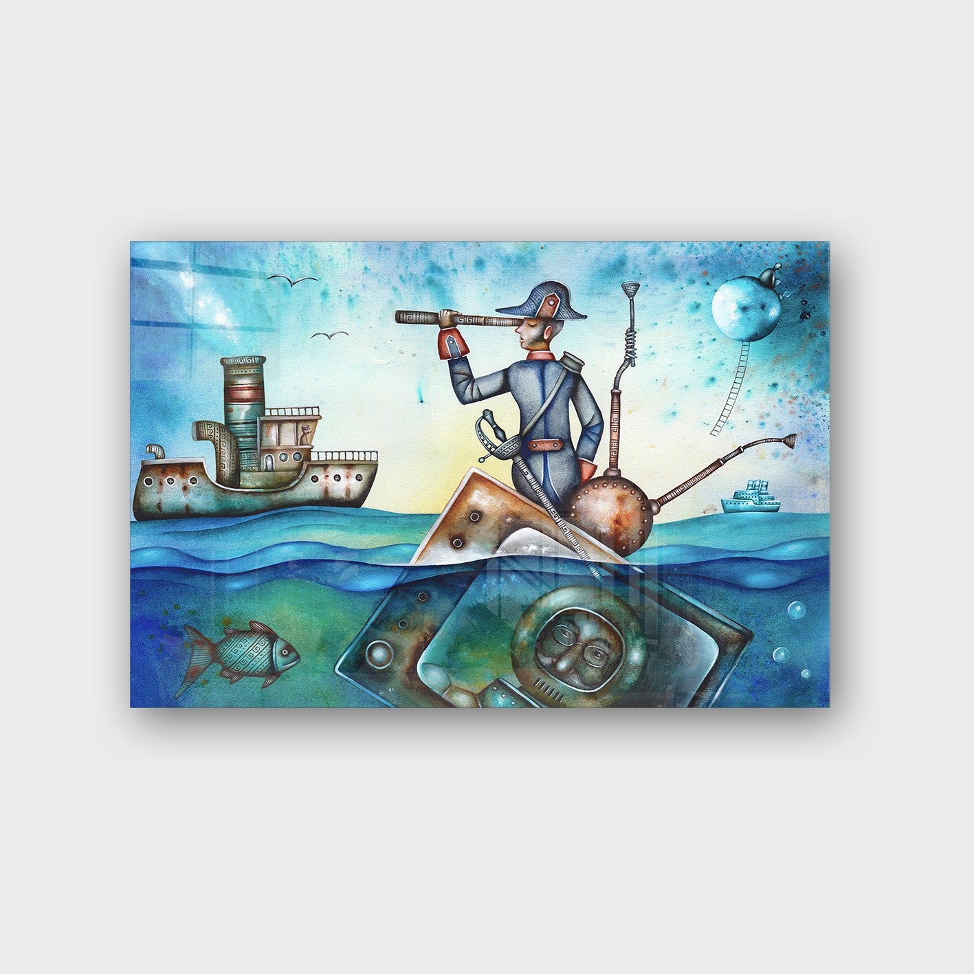 Quadro Decorativo em Vidro Temperado Multicolor 70x100cm - Arte Moderna para Parede