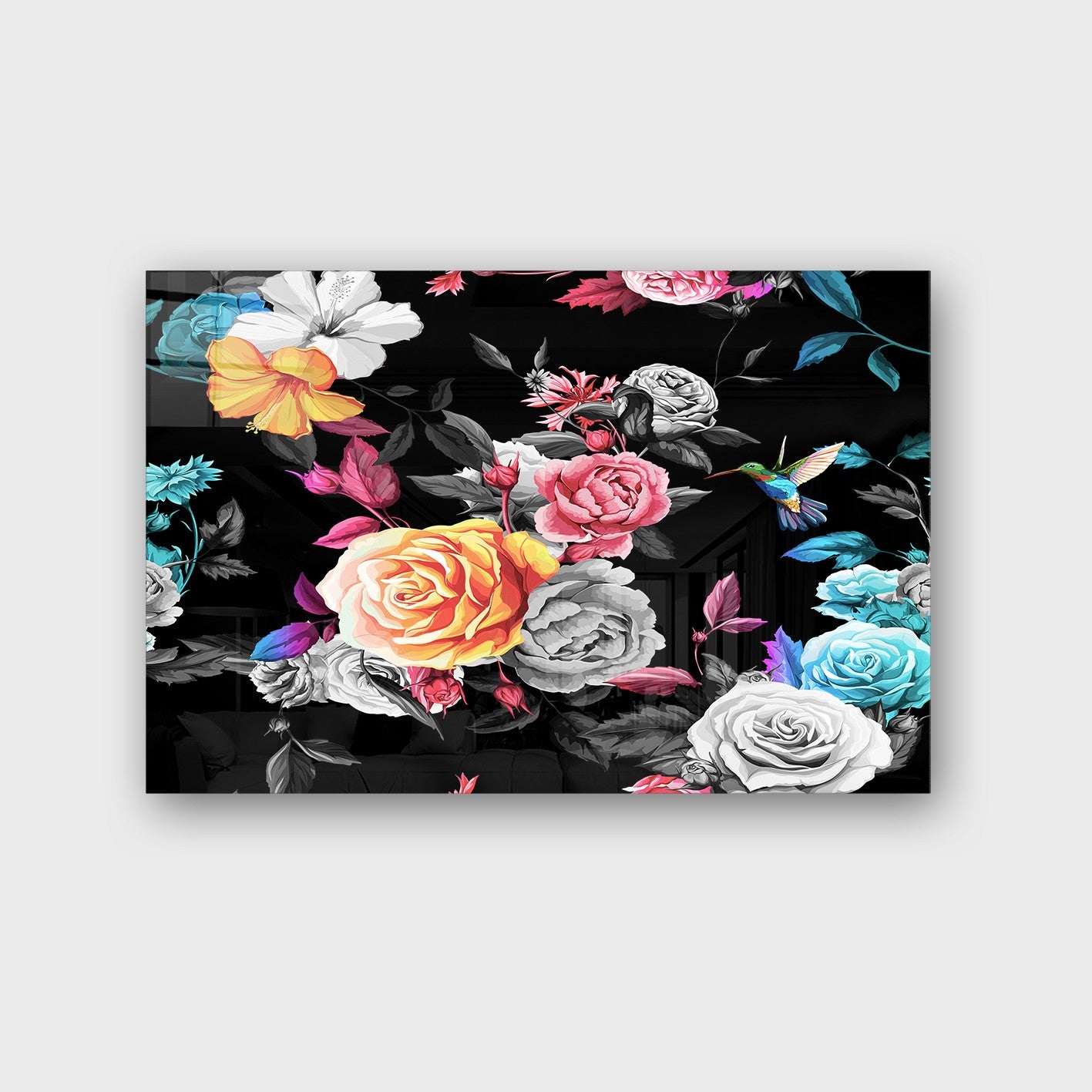 Quadro Decorativo em Vidro Temperado Multicolor 50x70cm - Arte Moderna para Parede