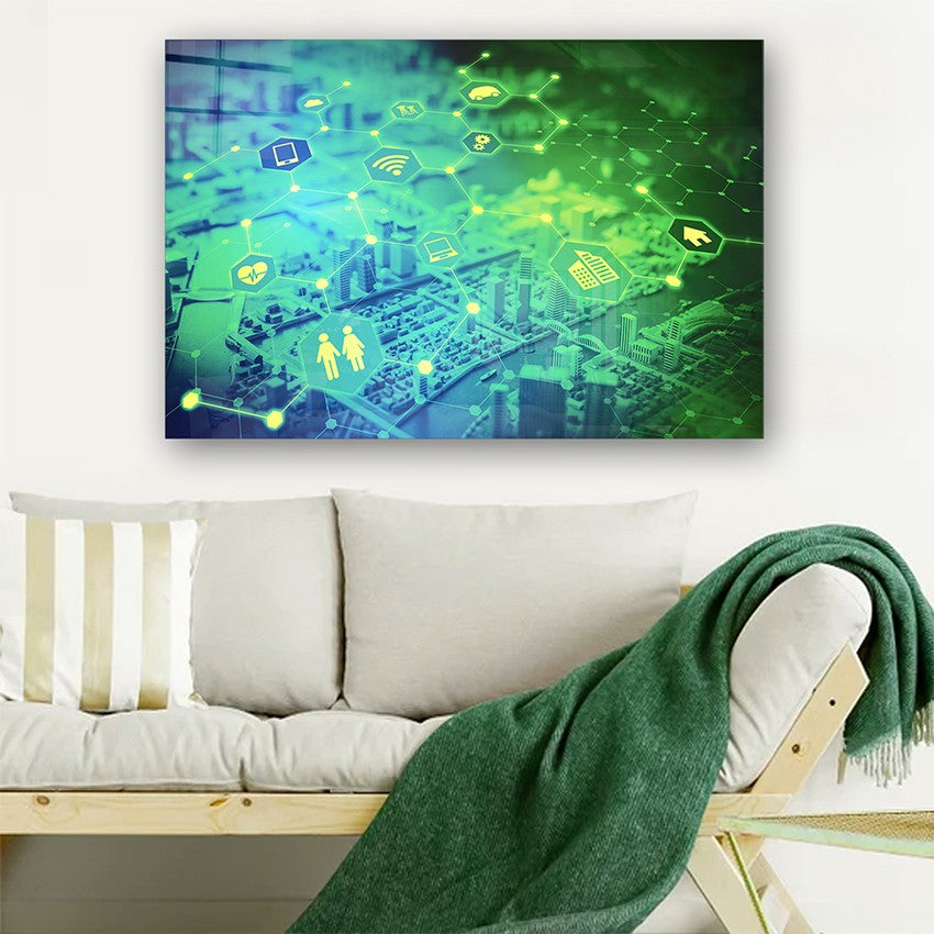 Quadro Decorativo em Vidro Temperado Multicolor 40x60cm - Arte Moderna para Parede