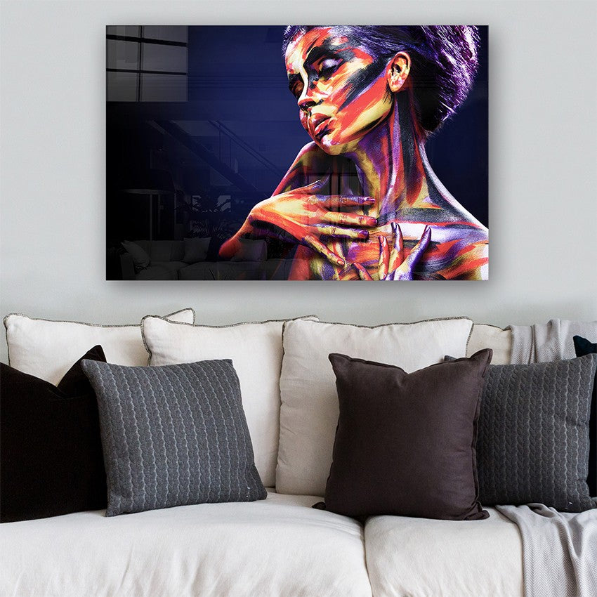 Quadro Decorativo em Vidro Temperado Multicolor 40x60cm - Arte Moderna para Parede