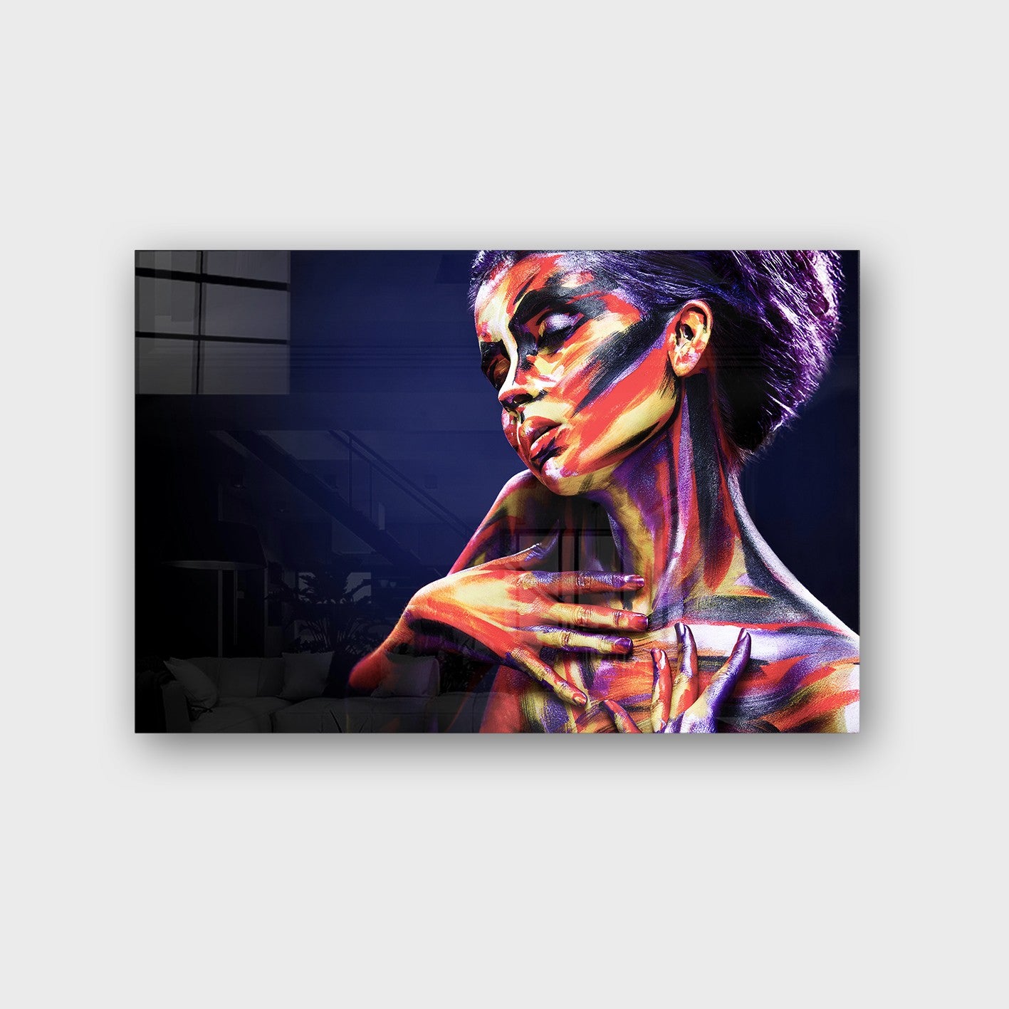 Quadro Decorativo em Vidro Temperado Multicolor 40x60cm - Arte Moderna para Parede