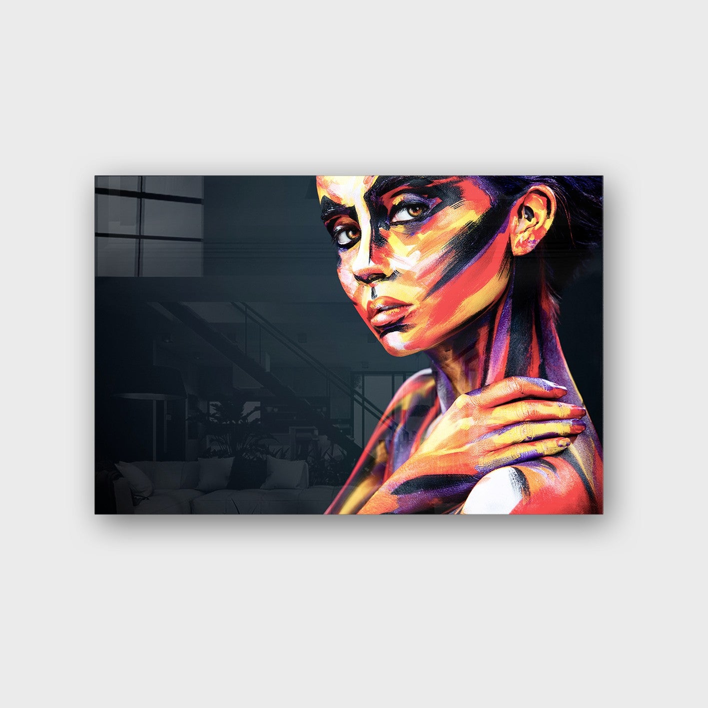 Quadro Decorativo em Vidro Temperado Multicolor 40x60cm - Arte Moderna para Parede