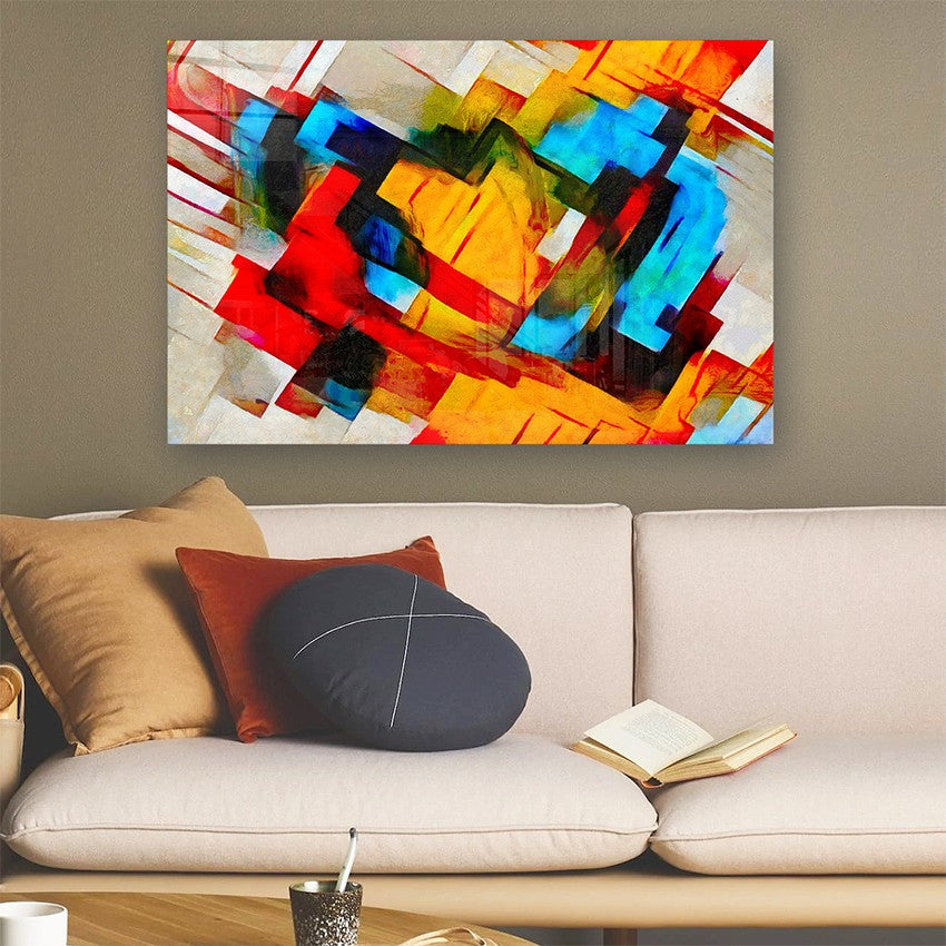Quadro Decorativo em Vidro Temperado Multicolor 40x60cm - Arte Moderna para Parede