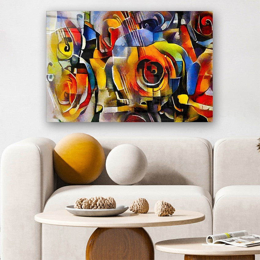 Quadro Decorativo em Vidro Temperado Multicolor 40x60cm - Arte Moderna para Parede